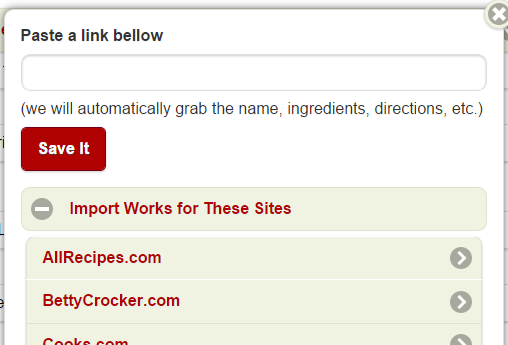 Import Recipes from Your Favorite Sites